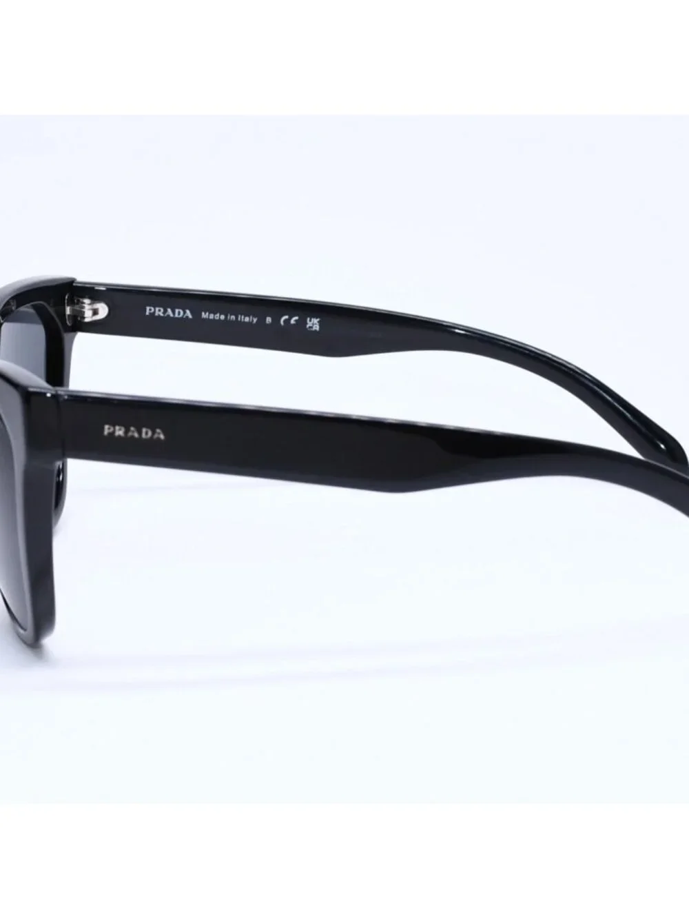 Prada Sunglasses Eyewear Cat Eye 19 Black Silver Logo
